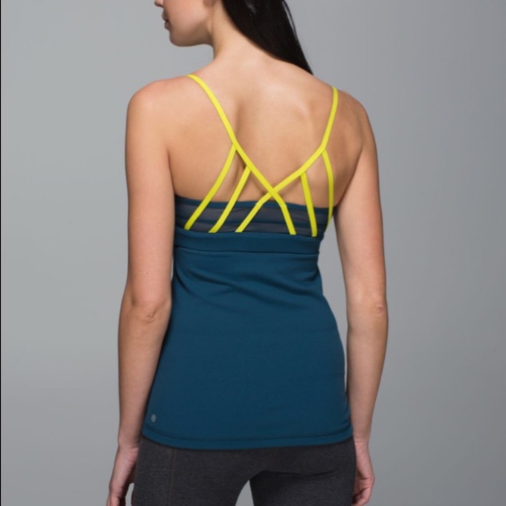 lululemon athletica Teal and Neon Yellow Strappy Tank Top